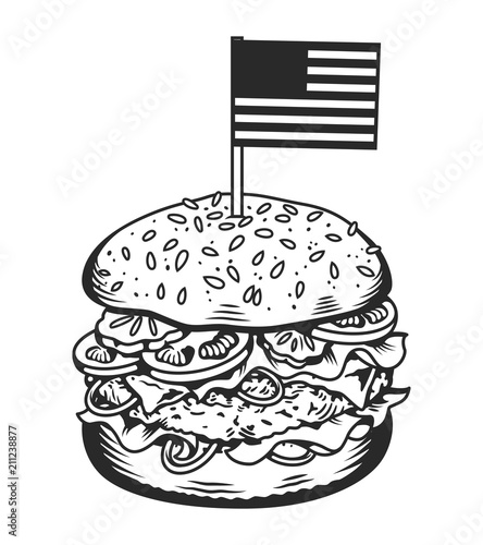 Vintage monochrome tasty burger concept
