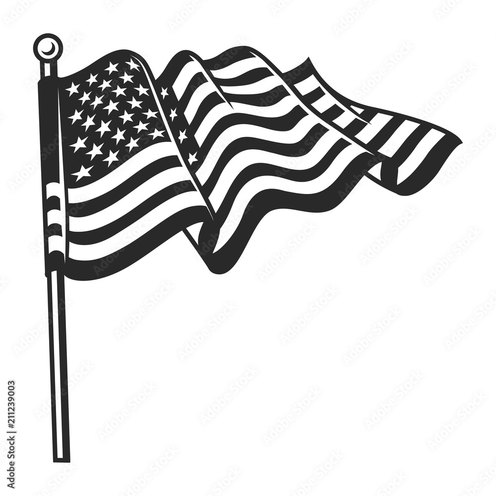 Vintage waving flag of USA template Stock Vector | Adobe Stock