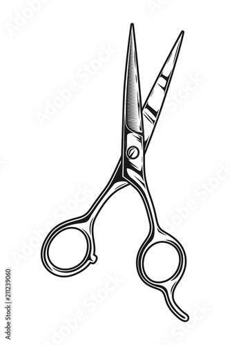 Vintage monochrome barber scissors concept
