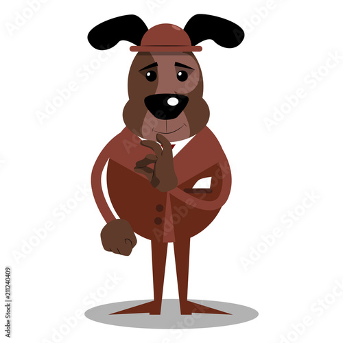 Cartoon illustrated business dog showing ok sign.