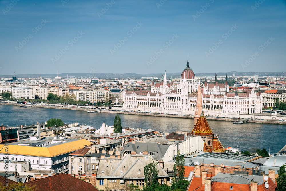 Budapest city center and the Danube River