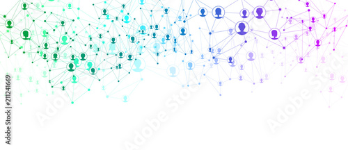 White global communication background with colorful network.
