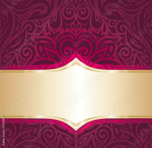Floral Royal red and gold luxury vintage invitation design
