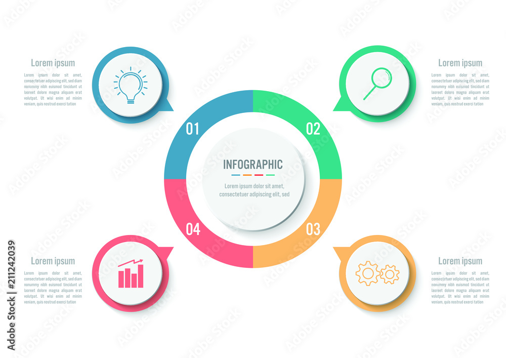 Business infographic template with 4 options, Abstract elements diagram or processes and business flat icon, Vector business template for presentation.Creative concept for infographic. Business infographic template with 4 options, Abstract elements diagram or processes and business flat icon, Vector business template for presentation.Creative concept for infographic.