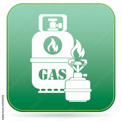 Camping stove with gas bottle icon