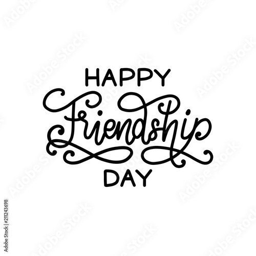 Happy Friendship Day, hand lettering. Vector calligraphic design for greeting card,festive poster etc.