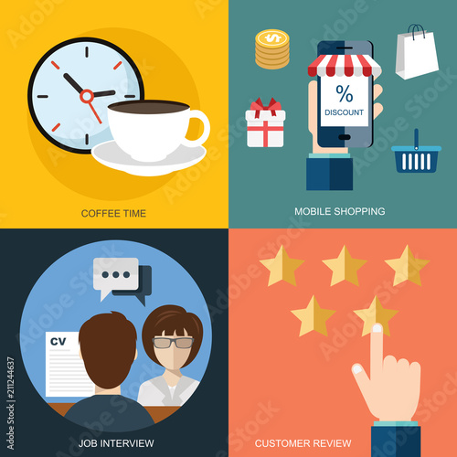 Vector collection of flat and colorful business, marketing and finance concepts. Design elements for web and mobile applications
