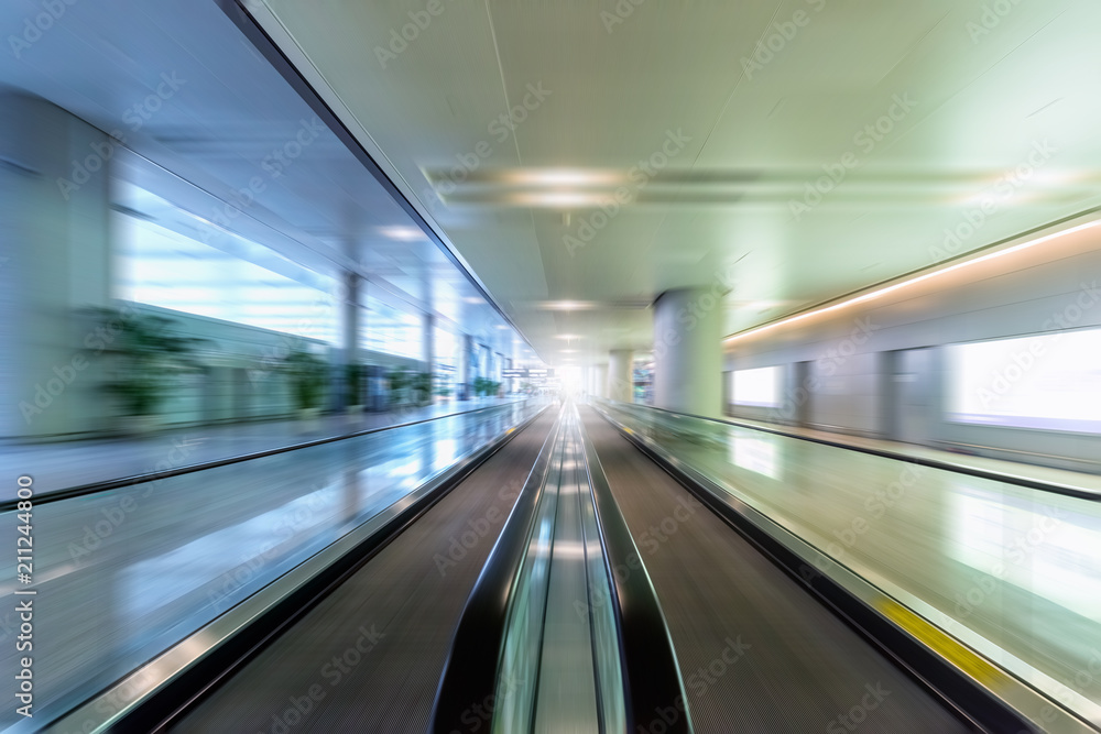 modern escalator motion blur