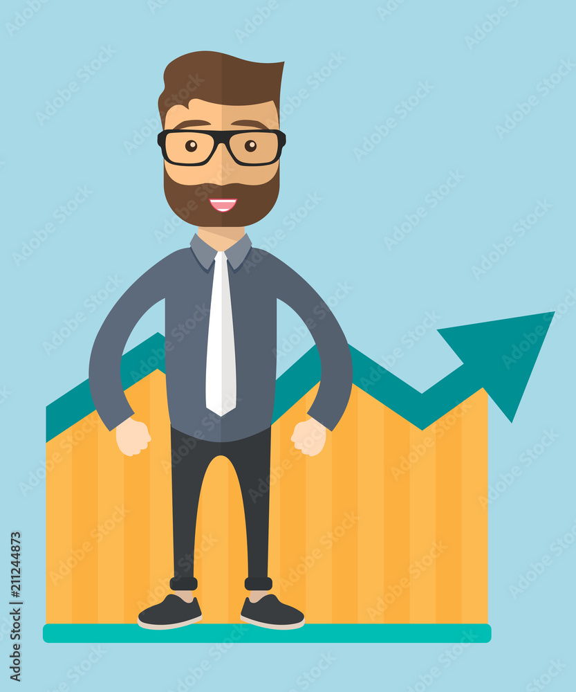 Businessmen on a graph illustrated business growth and profit Businessmen on a graph illustrated business growth and profit