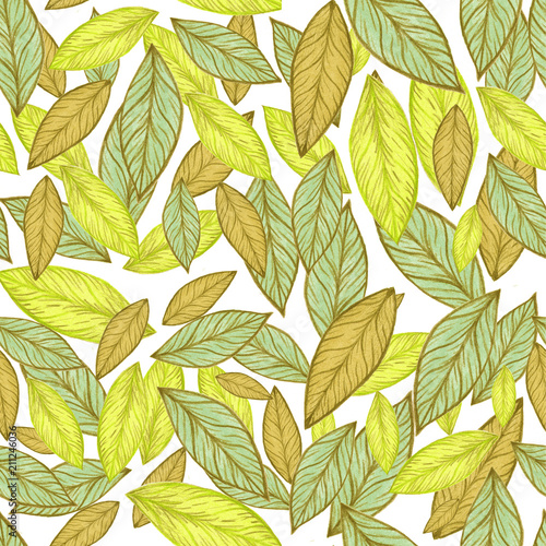 Seamless pattern. Leaf illustration.Nice illustration for notebook cover, book, wallpaper, fabric, textile,texture, postcard, scrapbook, valentin's day, Mother day, poster, tape or other design