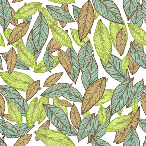 Seamless pattern. Leaf illustration.Nice illustration for notebook cover, book, wallpaper, fabric, textile,texture, postcard, scrapbook, valentin's day, Mother day, poster, tape or other design