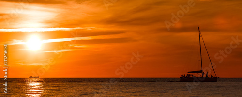 Romantic sunset over the sea
