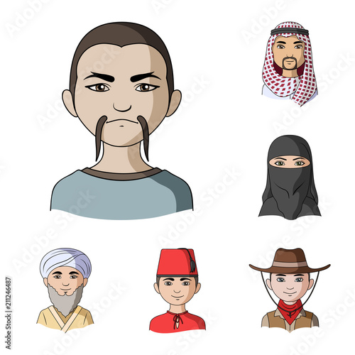 The human race cartoon icons in set collection for design. People and nationality vector symbol stock web illustration.