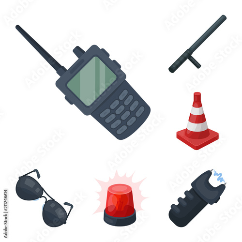 Police, Department cartoon icons in set collection for design.Detective and accessories vector symbol stock web illustration.