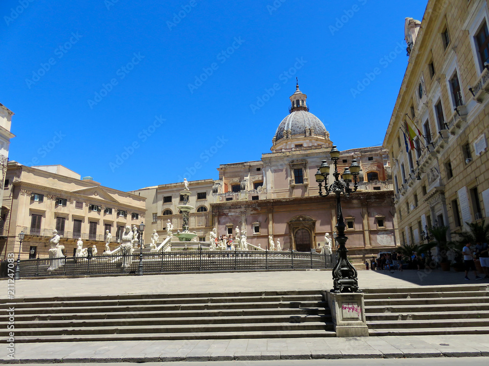 The Piazza Pretoria square in Palermo, Italy