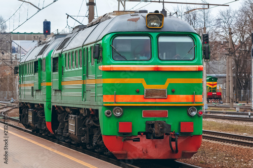 Green diesel locomotive