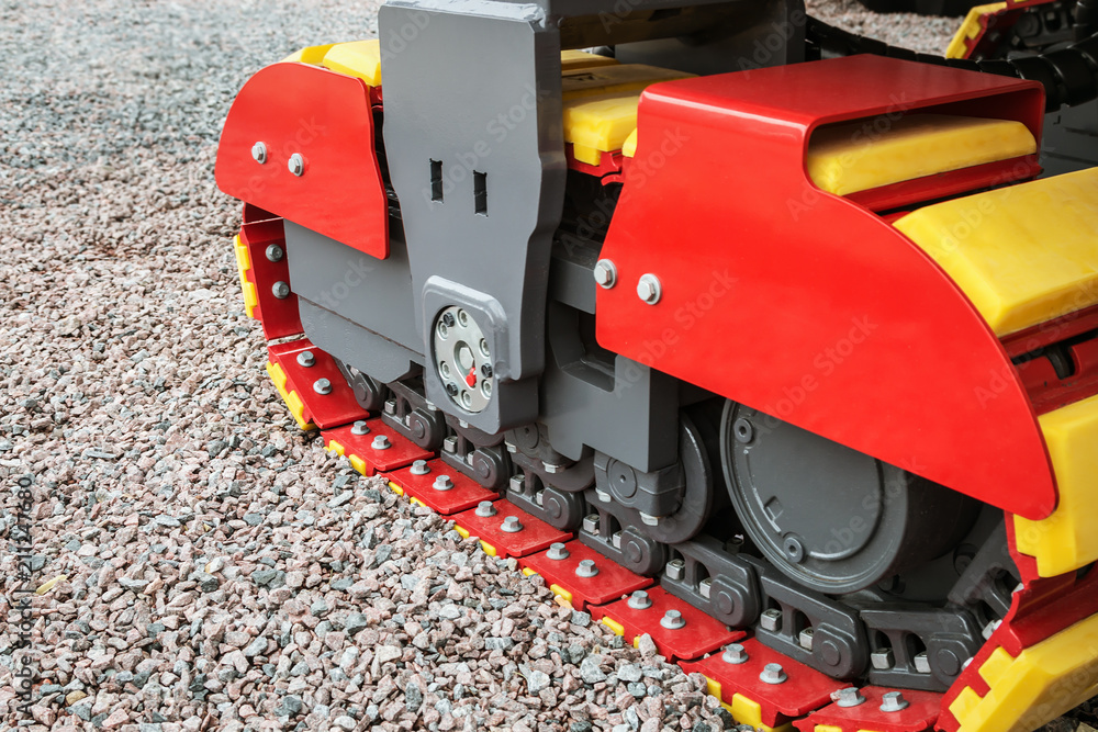 tractor or excavator tracks. Equipment for road and construction works tractor, bulldozer or other construction machinery 