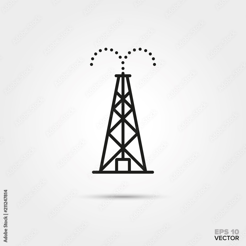 Oil drilling rig vector line icon. Fossil fuel and energy industry symbol. Oil drilling rig vector line icon. Fossil fuel and energy industry symbol.