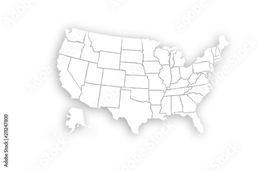 Mapa blanco de los Estados Unidos de América.