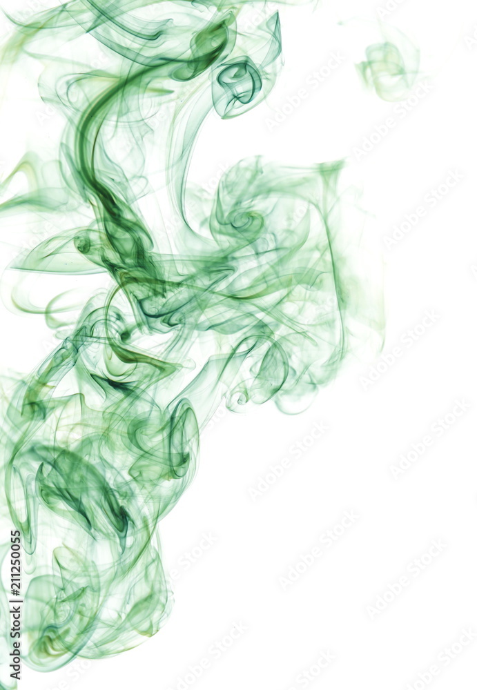 Fototapeta premium Green smoke on white background