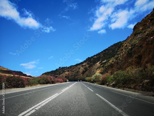 A road through mountainous landscape