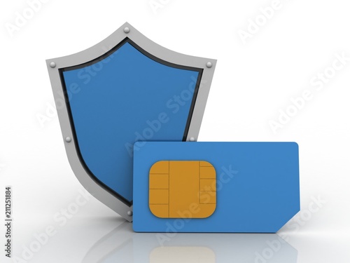 3d render SIM card with protective shield  photo