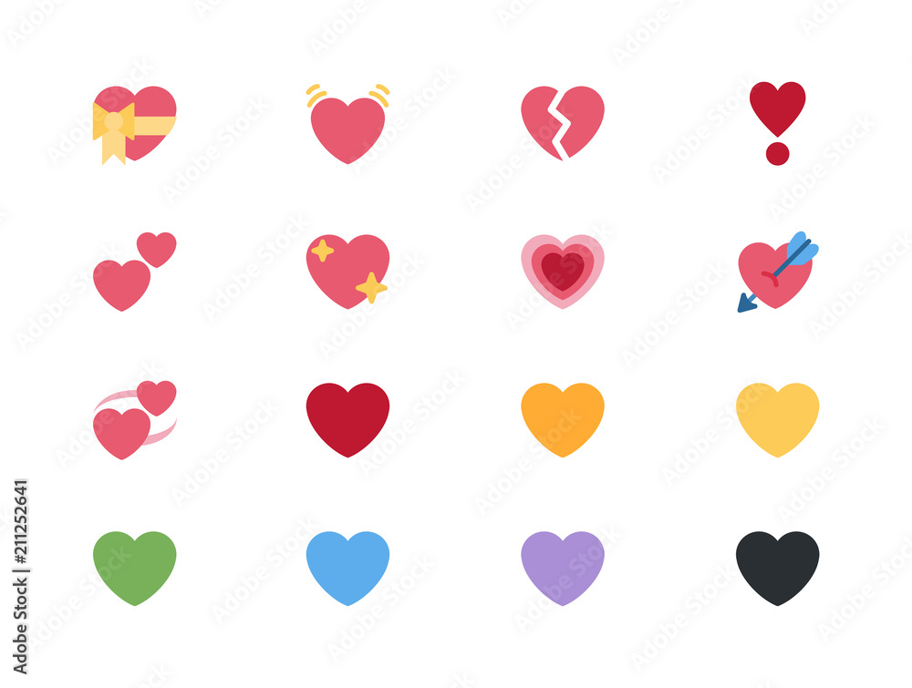 Heart love emojis icons, vector illustration emoticons, symbols collection, set, pack