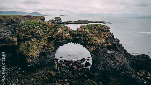 picturesque Gatklettur arch rock near Hellnar, National park Snaefellsnes Peninsula, Iceland beautiful landscape photo