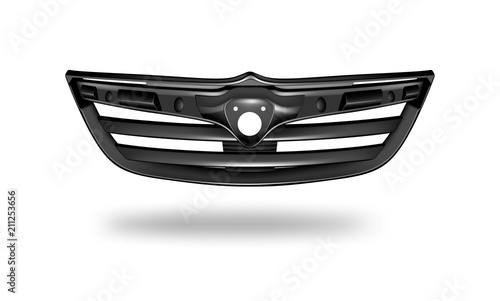 Vector illustration of the front of grille car on white background.	