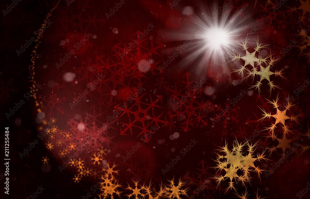 Obraz premium Illustration of a red Christmas snowflake pattern, textured abstract background.