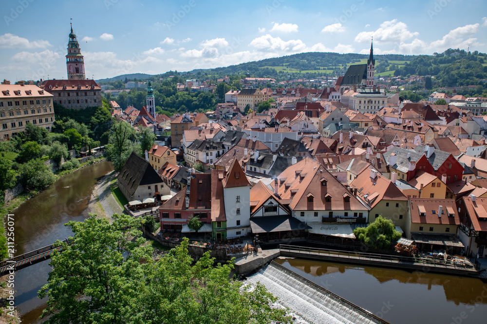 Fototapeta premium Aerial view of Old Town Cesky Krumlov