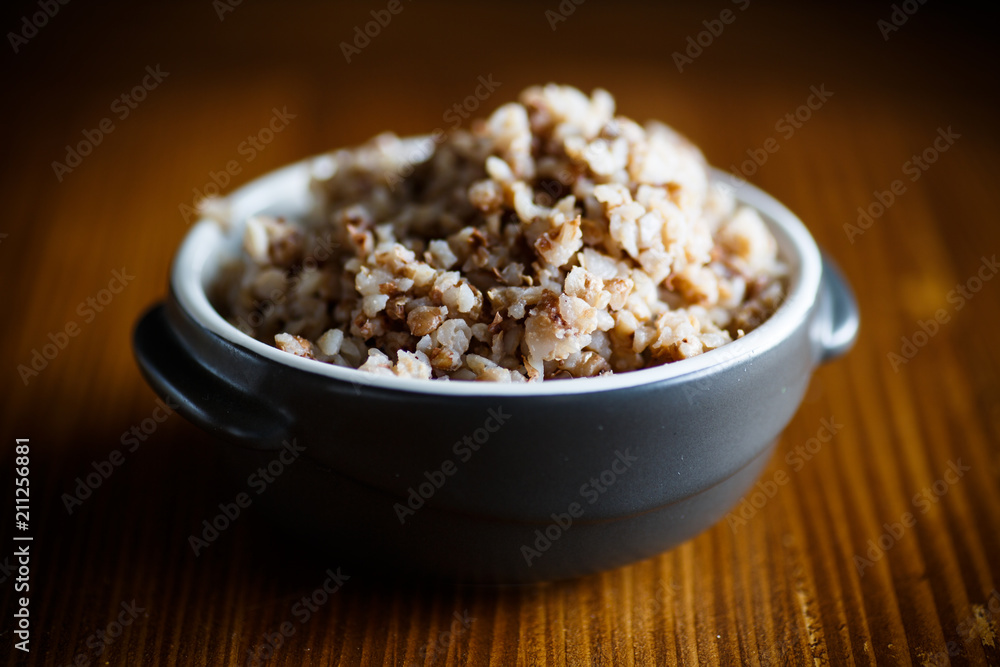 buckwheat boiled in a ceramic bowl buckwheat boiled in a ceramic bowl