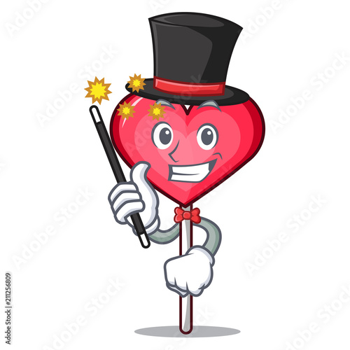 Magician heart lollipop mascot cartoon photo