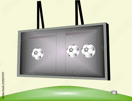 Football match on the scoreboard