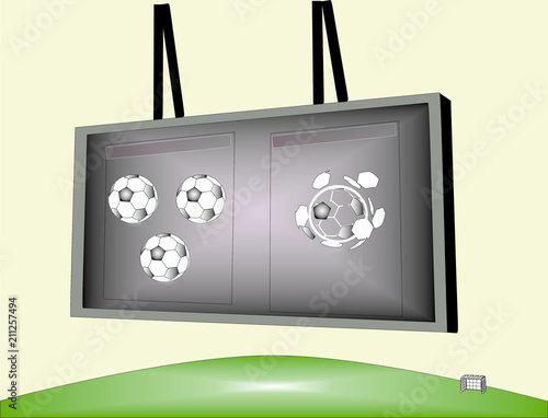 Football match on the scoreboard