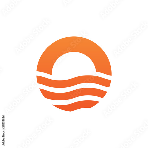 Fényképezés Wave or oasis with letter O logo design vector template