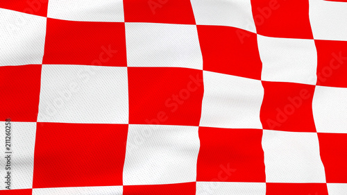 Close up of Croatian red and white check board waving flag