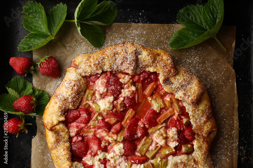 Strawberry and rhubarb galette