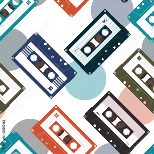 Seamless pattern with audio tapes
