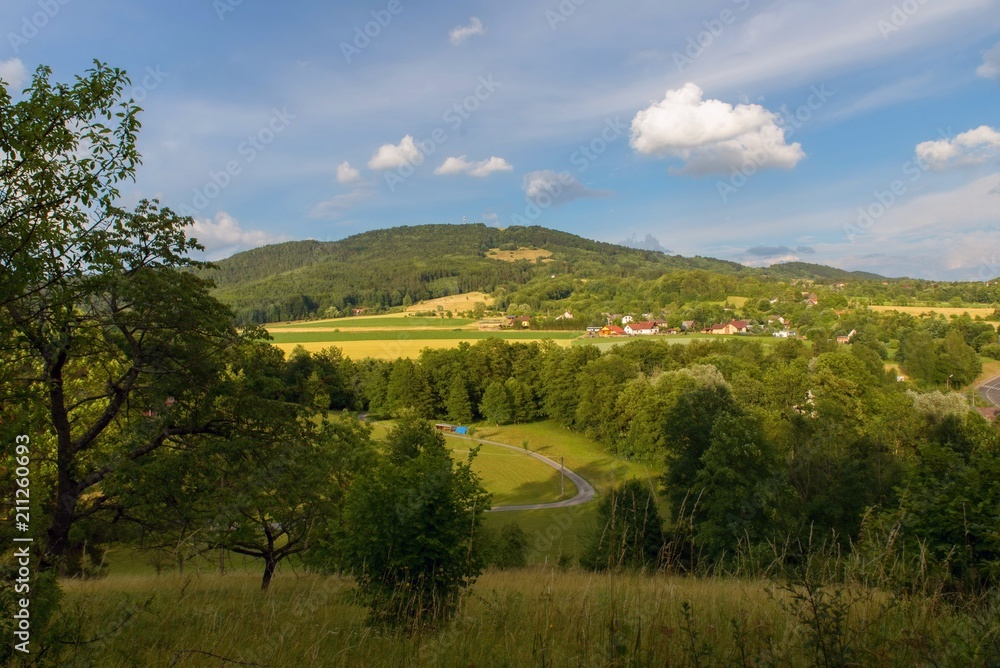 Obraz premium Czech paradise with Kozakov hill.