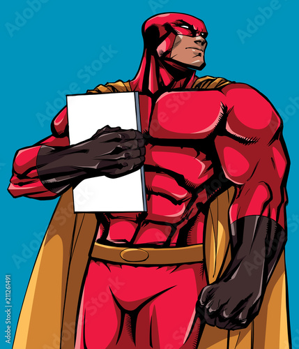 Superhero Holding Book