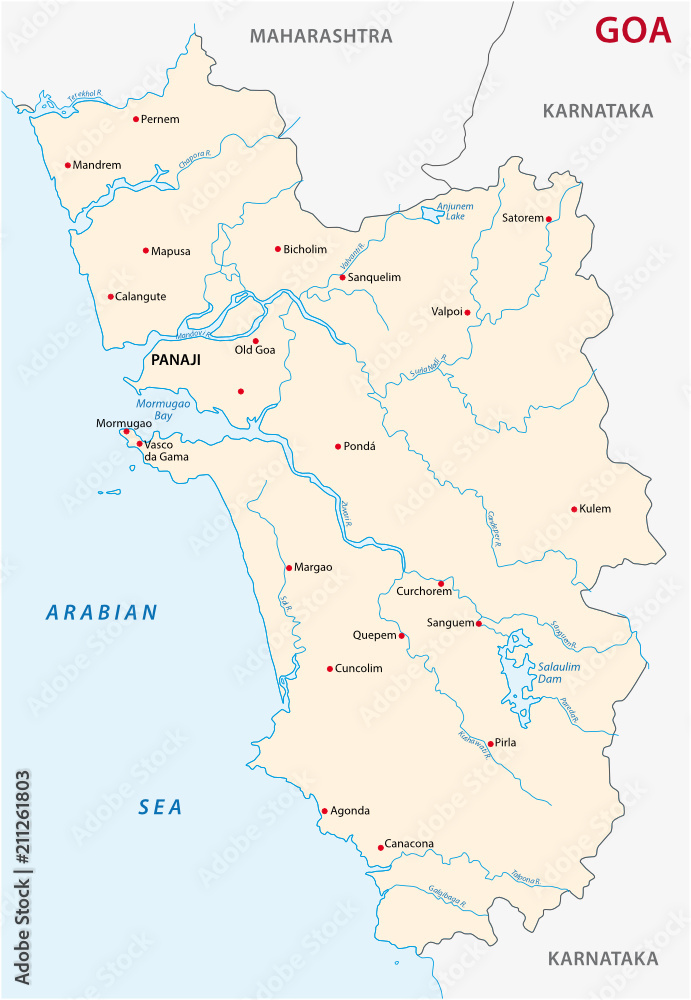 goa vector map, india