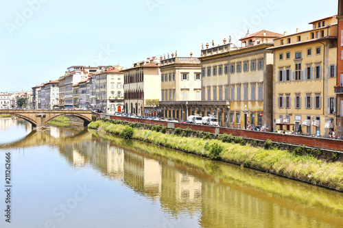 landscape of the Arno river in Florence or Firenze city Italy