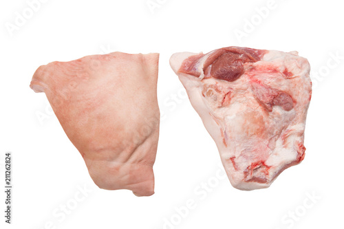 Fotografija Pork jowl meat with a skin isolated on white
