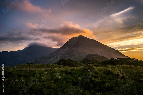 Crib Goch and Mount Snowdon at Sunset