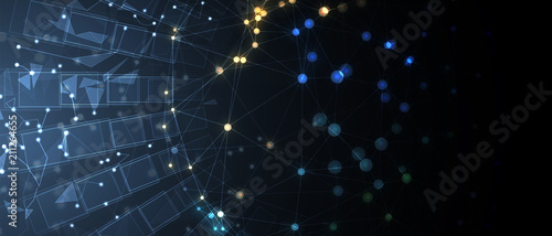 Neural network concept. Connected cells with links. High technology process. Abstract background