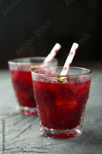 Homemade red berry cocktail