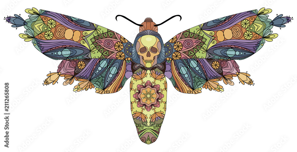 Naklejka Zentangle stylized butterfly. Hand Drawn lace vector illustration