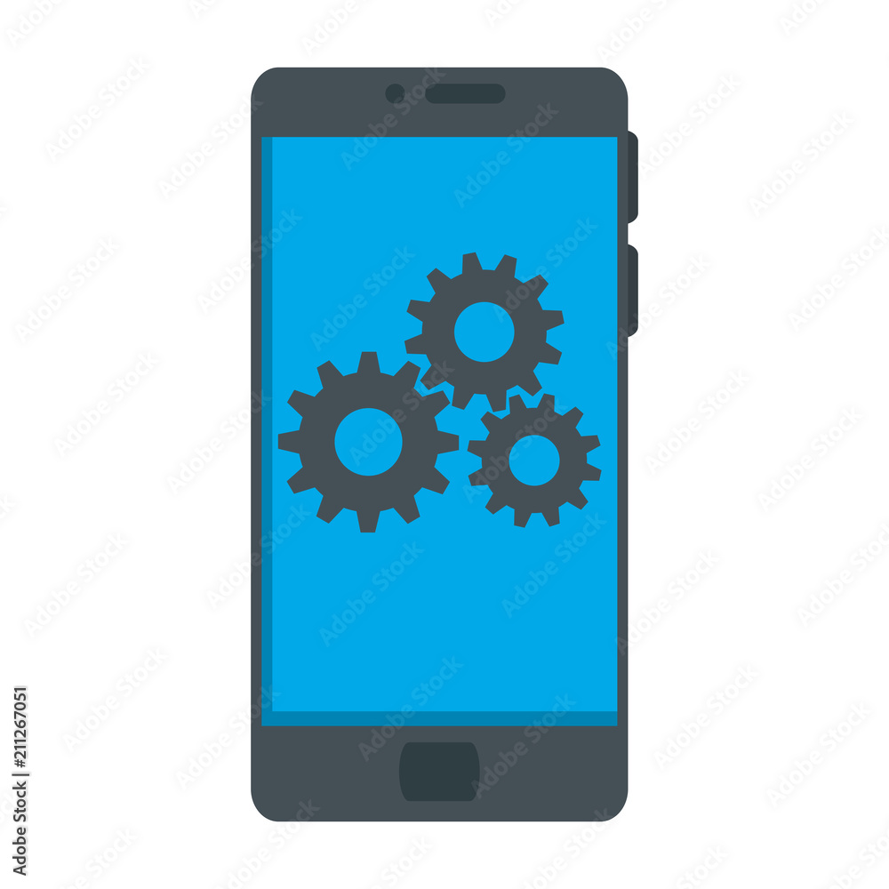 smartphone with gears settings smartphone with gears settings