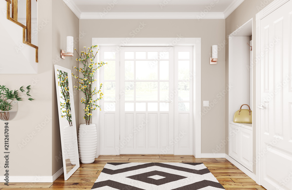 Fototapeta premium Interior of modern hall 3d rendering